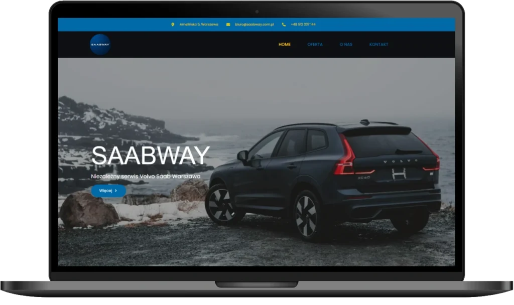 Responsywna strona firmowa Saabway serwisu Volvo i Saab zrealizowana przez Progtive strony internetowe Kraków
