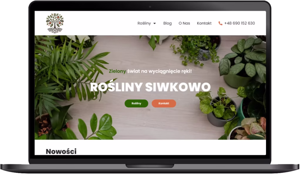Responsywna strona firmowa Roslinysiwkowo – sklep z roślinami i krzewami z nowoczesnym designem zaprojektowany przez Progtive strony internetowe Kraków.