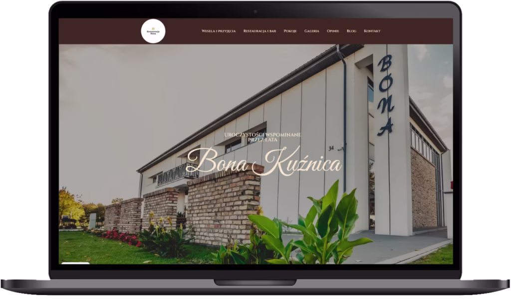 Responsywna strona firmowa Sala Weselna Bona w Kuźnicy z galerią zdjęć i formularzem kontaktowym