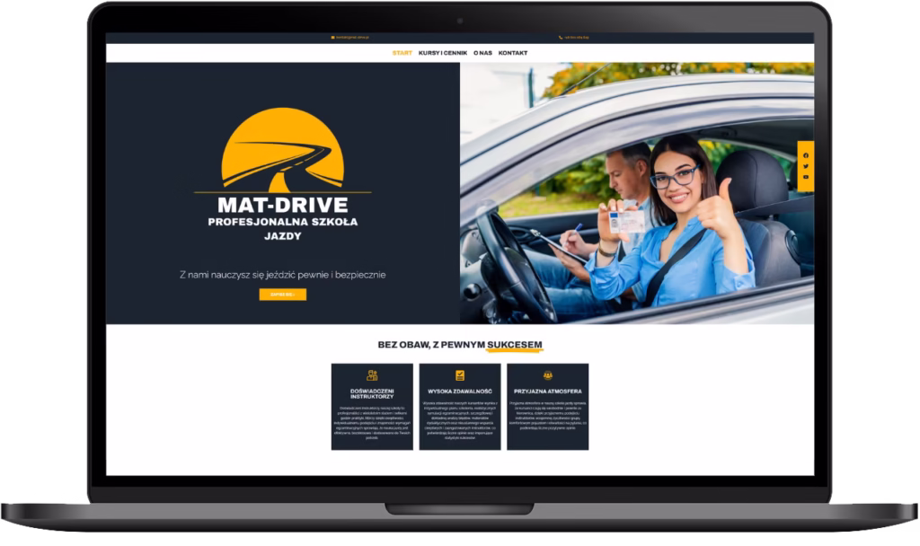 Responsywna strona Mat-Drive zaprojektowana przez Progtive | Strony internetowe Krakow z nowoczesnym designem,